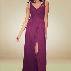 Long wine bridesmaid dress